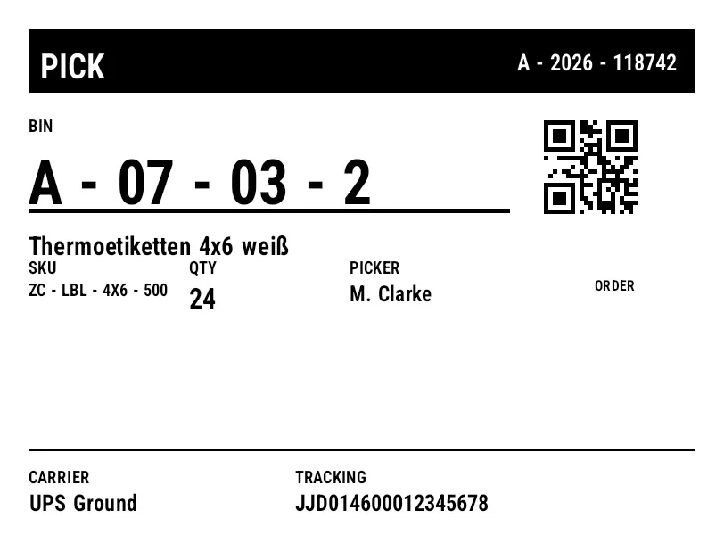 Preview of Pick label