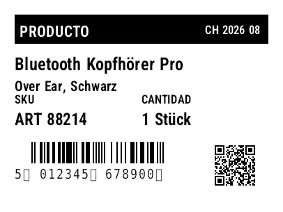 Vista previa de Etiqueta de producto