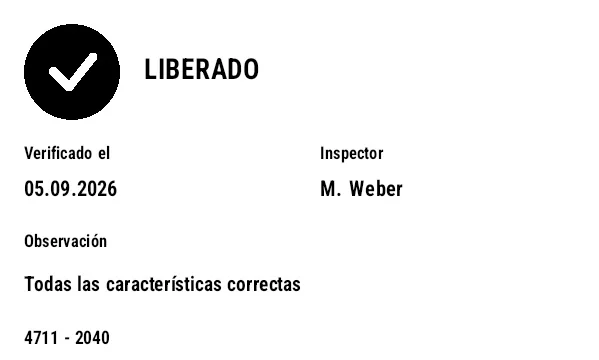 Vista previa de Etiqueta de estado de calidad