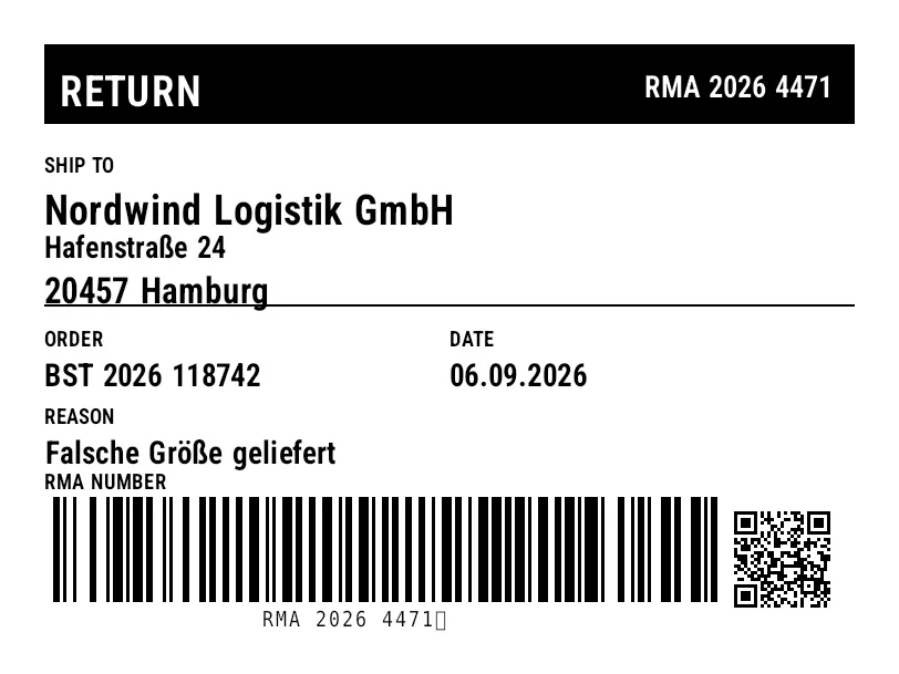 Preview of Return label