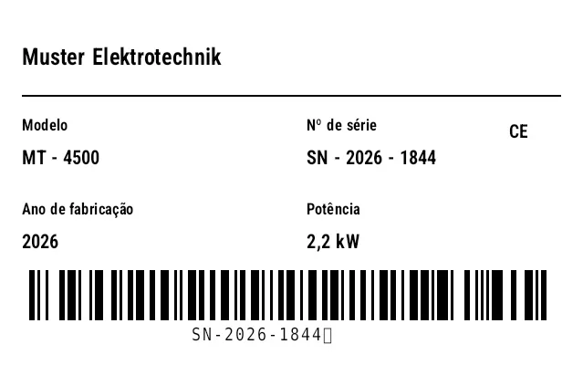 Prévia de Placa de identificação / número de série