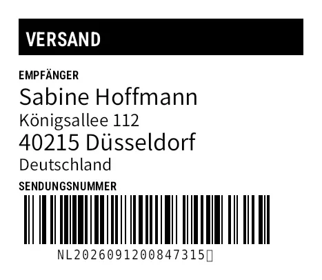 Vorschau von Versandetikett mit eigener Schrift