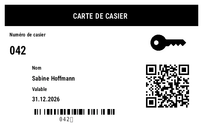 Aperçu de Carte de vestiaire / casier