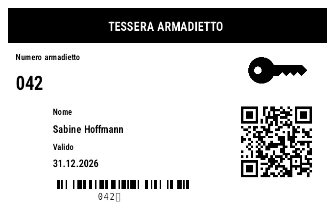 Anteprima di Tessera armadietto