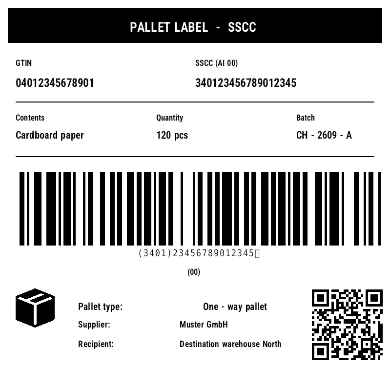 Preview of SSCC Pallet Label (GS1-128)