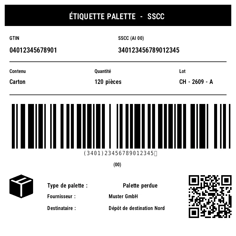 Aperçu de Étiquette palette SSCC (GS1-128)