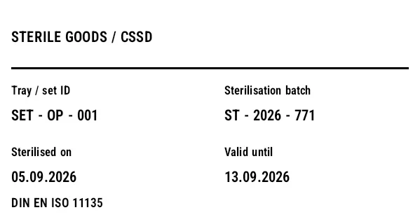 Preview of Sterile Goods / Instrument Label (CSSD)