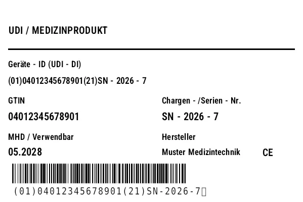 Vorschau von UDI-/HIBC-Gerätelabel (Medizinprodukt)