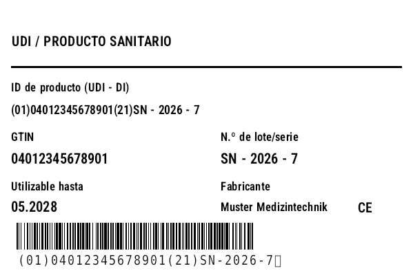 Vista previa de Etiqueta UDI/HIBC (producto sanitario)