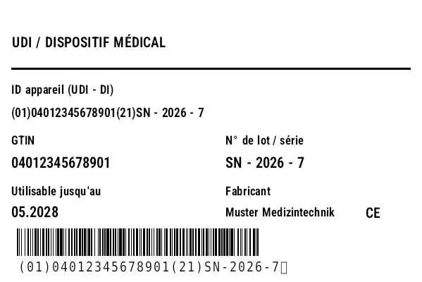 Aperçu de Étiquette UDI / HIBC (dispositif médical)