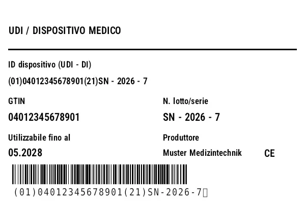 Anteprima di Etichetta UDI/HIBC (dispositivo medico)