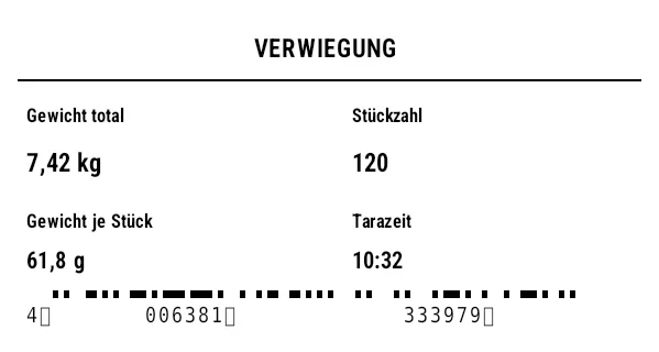 Vorschau von Waagen-/Verwiegungs-Etikett