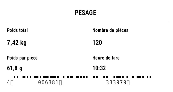 Aperçu de Étiquette de pesage