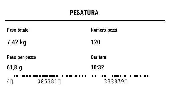 Anteprima di Etichetta di pesatura