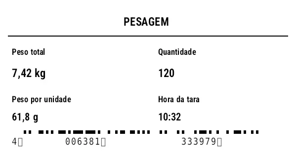 Prévia de Etiqueta de pesagem