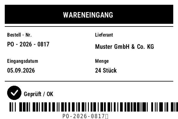 Vorschau von Wareneingangs-Etikett