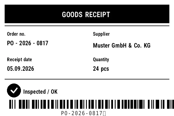 Preview of Goods Receipt Label