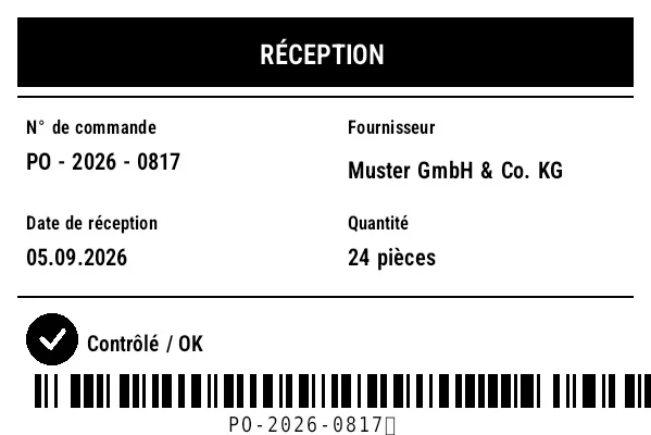 Aperçu de Étiquette de réception de marchandises